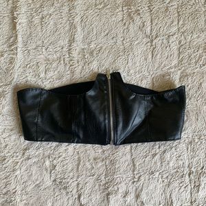 Faux Leather Half Zip-up Corset Accessory